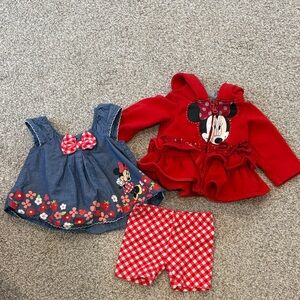 Disney Minnie Mouse Red and Denim Baby Outfit